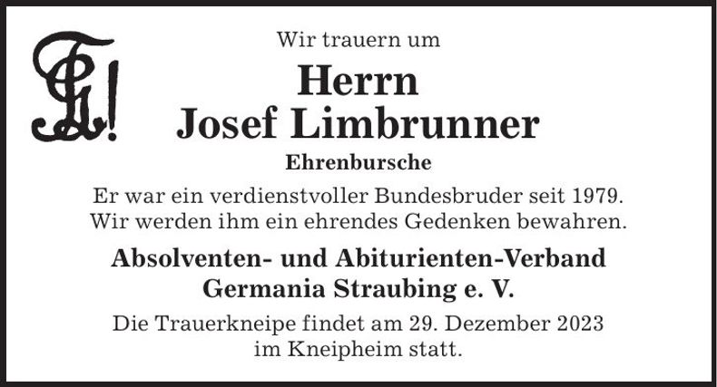 Traueranzeige Josef Limbrunner