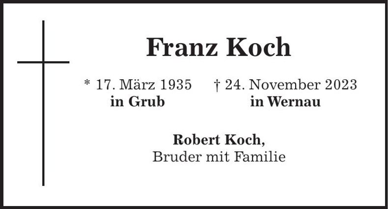 Traueranzeige Franz Koch