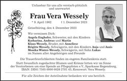 Traueranzeige Vera Wessely