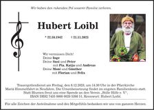 Traueranzeige Hubert Loibl
