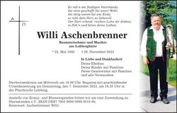 Traueranzeige Willi Aschenbrenner