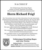 Traueranzeige Richard Feigl