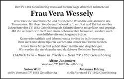 Traueranzeige Vera Wessely