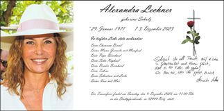 Traueranzeige Alexandra Lechner