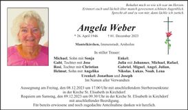 Traueranzeige Angela Weber