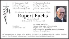 Traueranzeige Rupert Fuchs