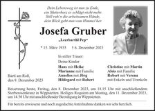Traueranzeige Josefa Gruber
