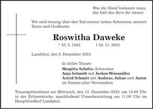 Traueranzeige Roswitha Daweke