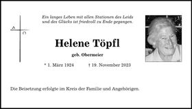 Traueranzeige Helene Töpfl