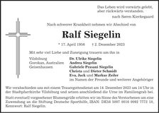 Traueranzeige Ralf Siegelin
