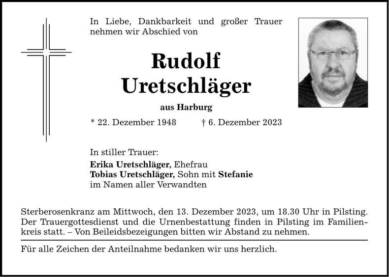 Traueranzeige Rudolf Uretschläger