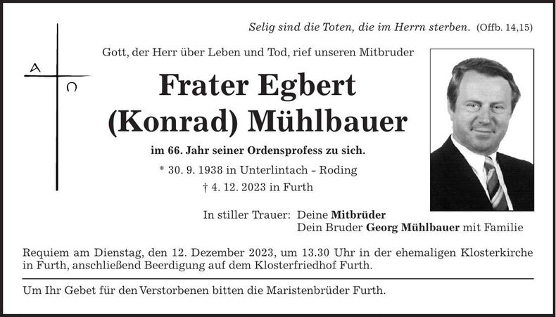 Traueranzeige Egbert Mühlbauer