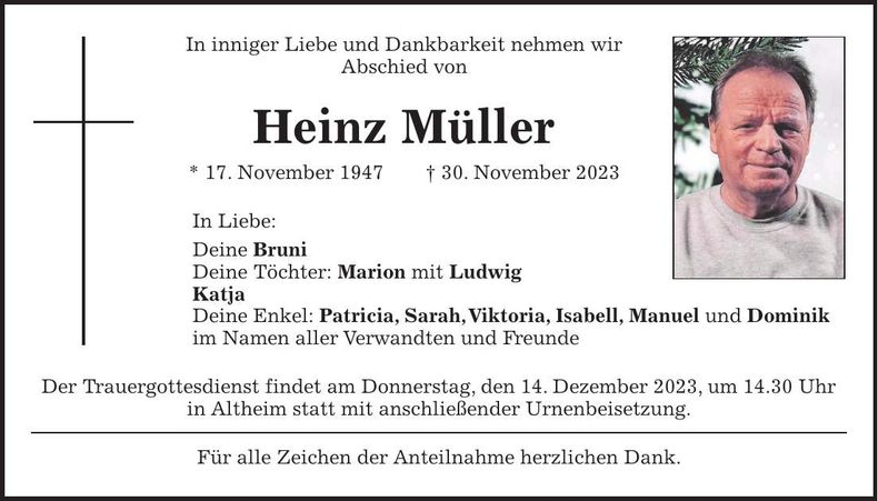 Traueranzeige Heinz Müller