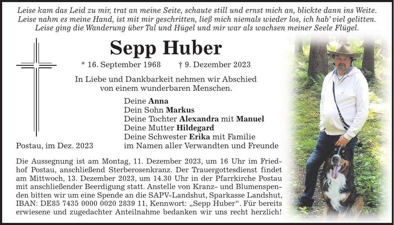 Traueranzeige Josef Huber