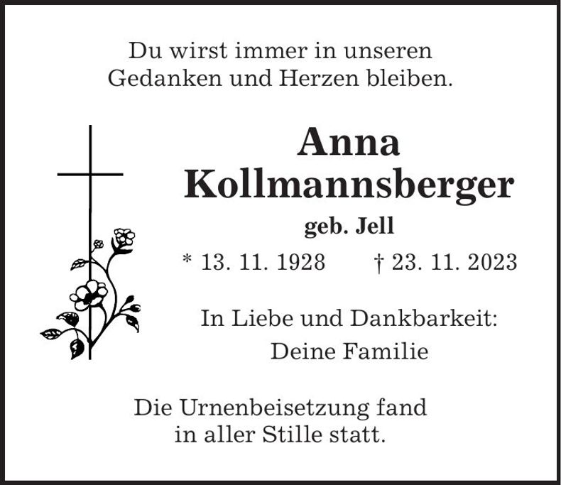 Traueranzeige Anna Kollmannsberger