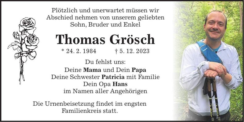 Traueranzeige Thomas Grösch
