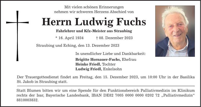 Traueranzeige Ludwig Fuchs