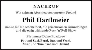 Traueranzeige Philipp Hartlmeier