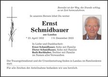 Traueranzeige Ernst Schmidbauer
