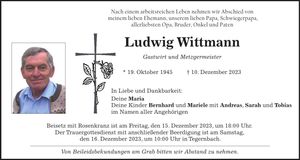 Traueranzeige Ludwig Wittmann