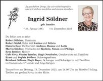 Traueranzeige Ingrid Söldner