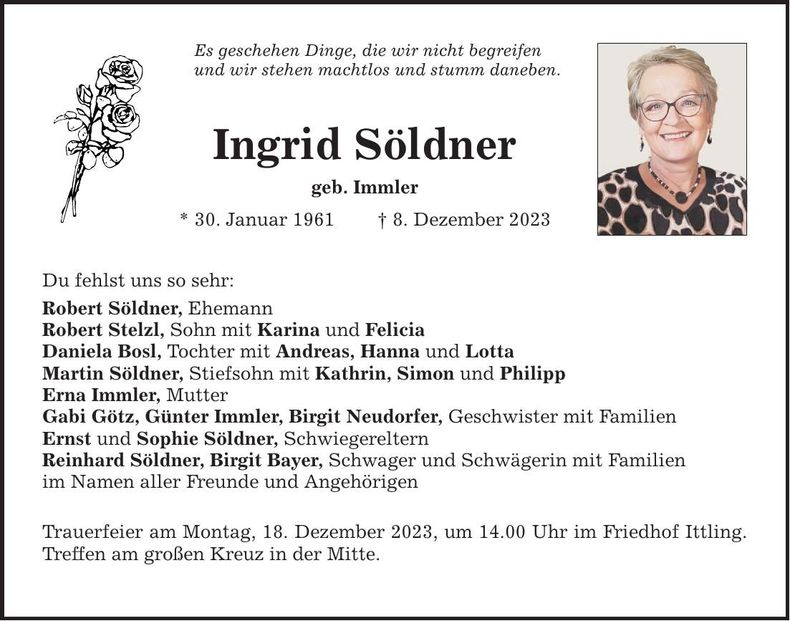 Traueranzeige Ingrid Söldner