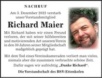 Traueranzeige Richard Maier