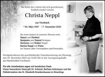 Traueranzeige Christa Neppl