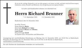 Traueranzeige Richard Brunner