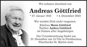 Traueranzeige Andreas Göttfried