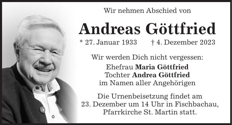 Traueranzeige Andreas Göttfried