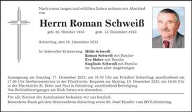Traueranzeige Roman Schweiß