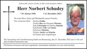 Traueranzeige Norbert Schudey