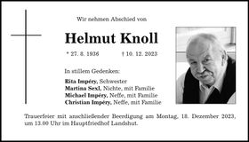 Traueranzeige Helmut Knoll