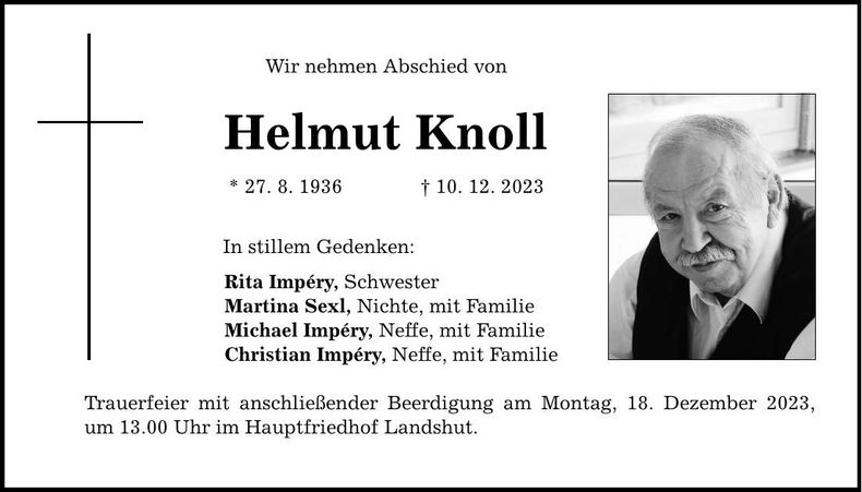 Traueranzeige Helmut Knoll