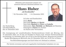 Traueranzeige Hans Huber