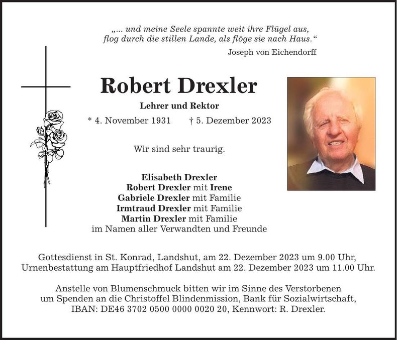 Traueranzeige Robert Drexler