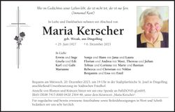 Traueranzeige Maria Kerscher