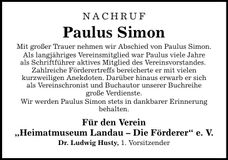 Traueranzeige Paulus Simon