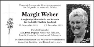 Traueranzeige Margit Weber