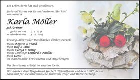 Traueranzeige Karla Möller