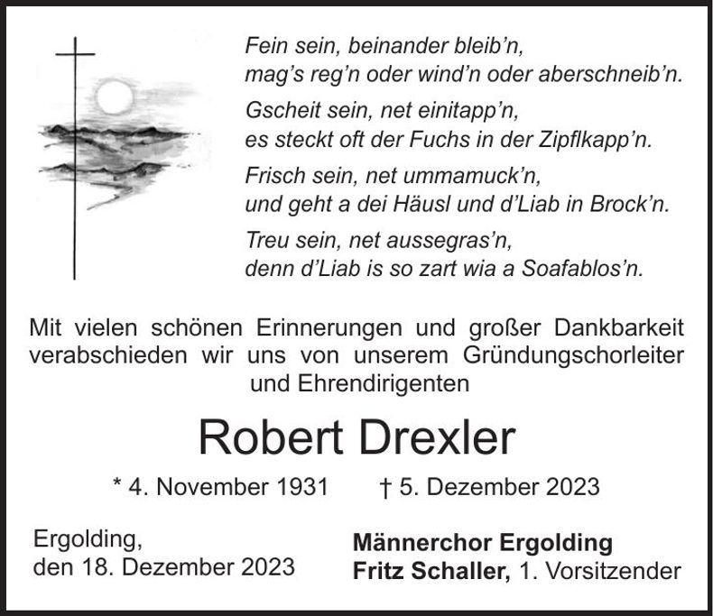 Traueranzeige Robert Drexler