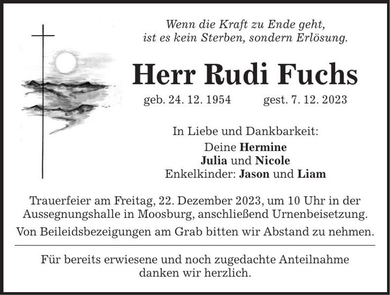 Traueranzeige Rudi Fuchs