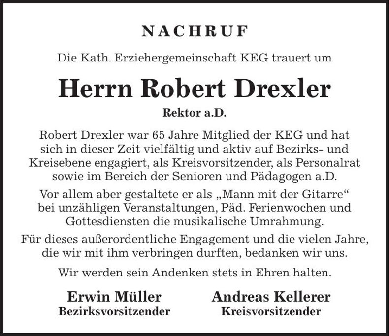 Traueranzeige Robert Drexler