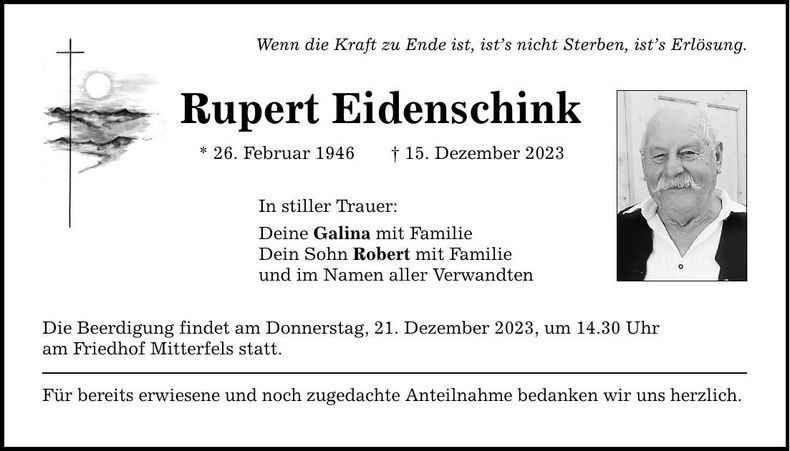 Traueranzeige Rupert Eidenschink