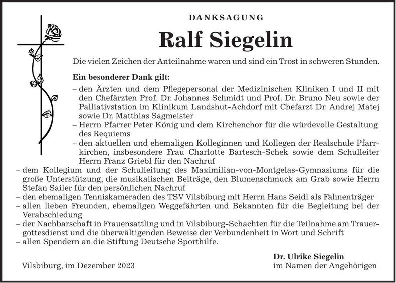 Traueranzeige Ralf Siegelin
