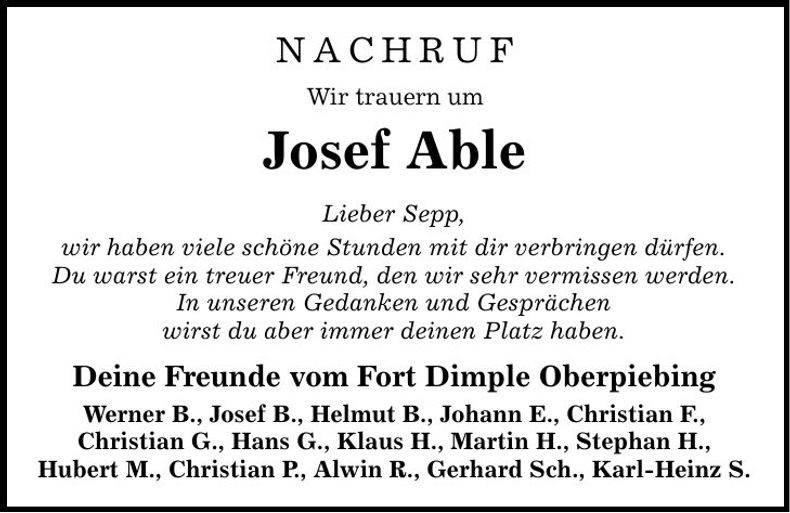 Traueranzeige Josef Able