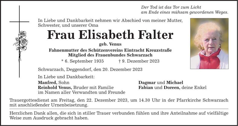 Traueranzeige Elisabeth Falter