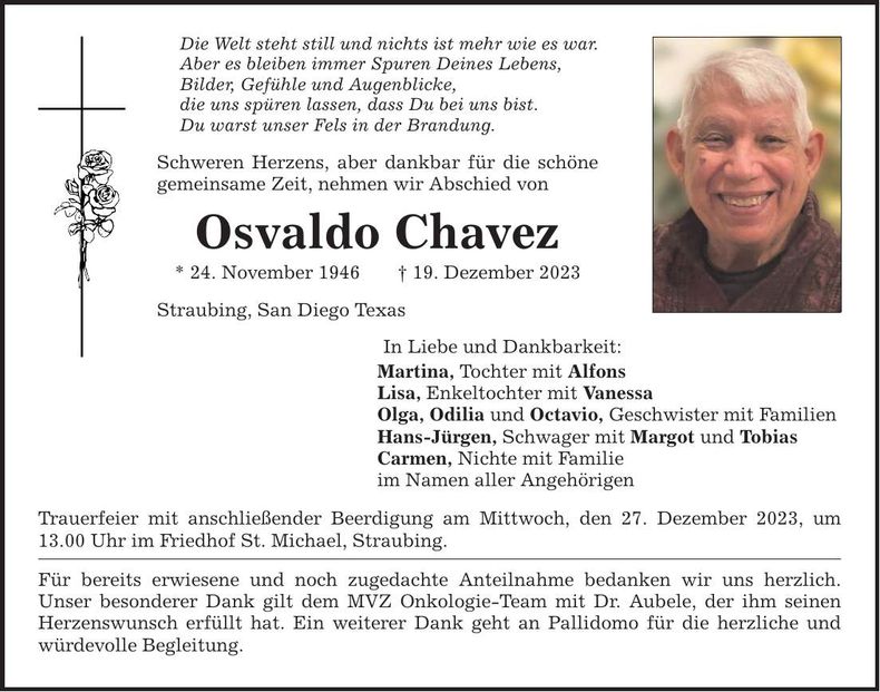 Traueranzeige Osvaldo Chavez