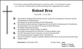 Traueranzeige Roland Breu